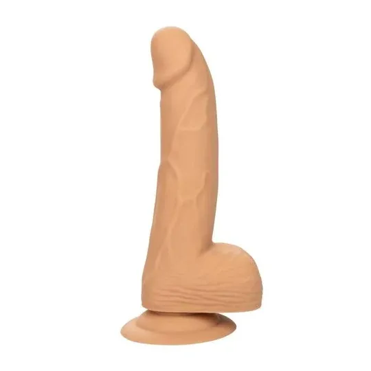 Clous en silicone CalExotics 15 cm couleur peau, godemichet réaliste avec ventouse pour plaisir mains libres