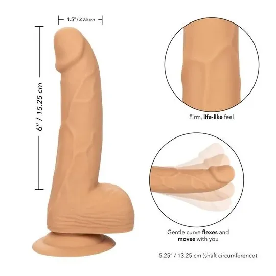Clous en silicone CalExotics 15 cm couleur peau, godemichet réaliste avec ventouse pour plaisir mains libres