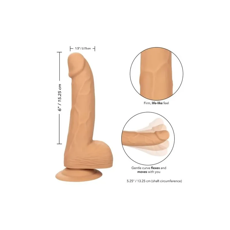 Clous en silicone CalExotics 15 cm couleur peau, godemichet réaliste avec ventouse pour plaisir mains libres