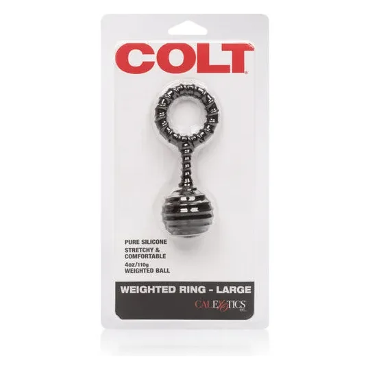 Anneau pénien lesté Calexotics Colt en silicone noir de 110g pour intensifier le plaisir masculin