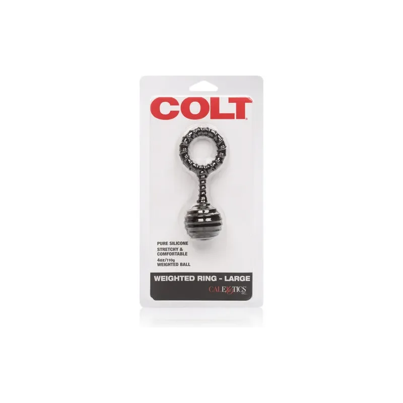 Anneau pénien lesté Calexotics Colt en silicone noir de 110g pour intensifier le plaisir masculin