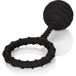 Anneau pénien lesté CALEXOTICS en silicone noir 110g, diamètre 4,5 cm, pour sensations profondes