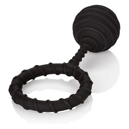Anneau pénien lesté CALEXOTICS en silicone noir 110g, diamètre 4,5 cm, pour sensations profondes