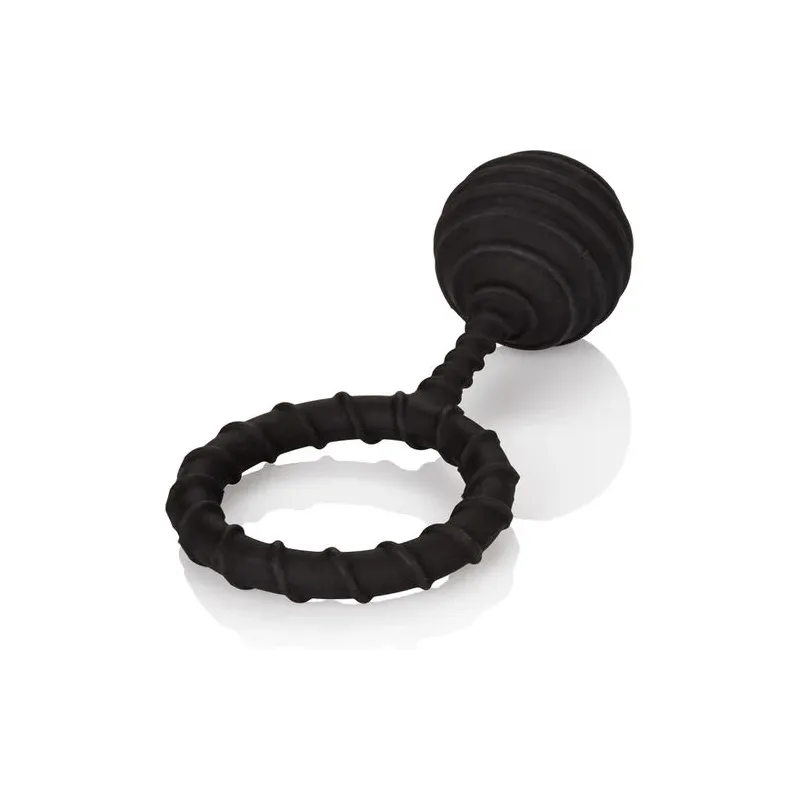 Anneau pénien lesté CALEXOTICS en silicone noir 110g, diamètre 4,5 cm, pour sensations profondes