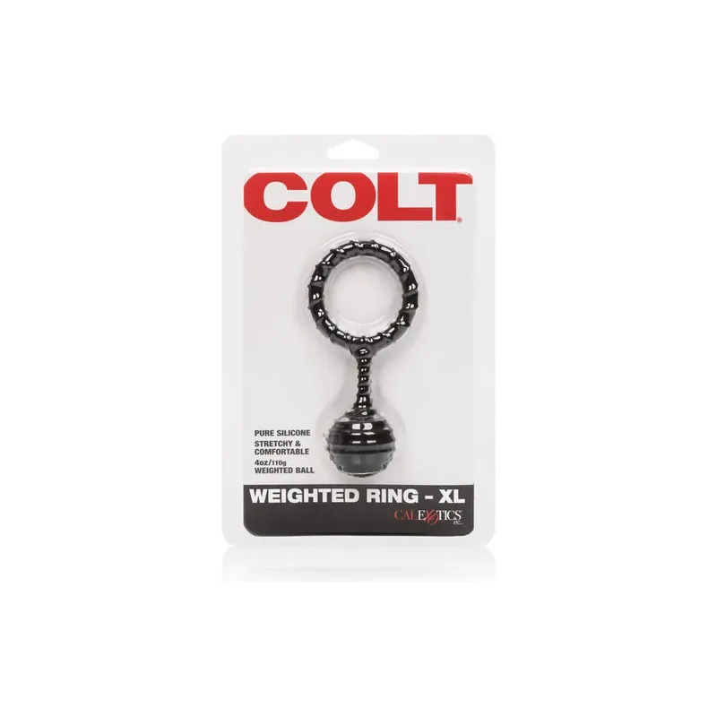 Anneau pénien lesté CALEXOTICS en silicone noir 110g, diamètre 4,5 cm, pour sensations profondes