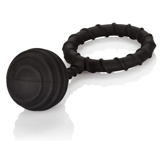 Anneau pénien lesté CALEXOTICS en silicone noir 110g, diamètre 4,5 cm, pour sensations profondes