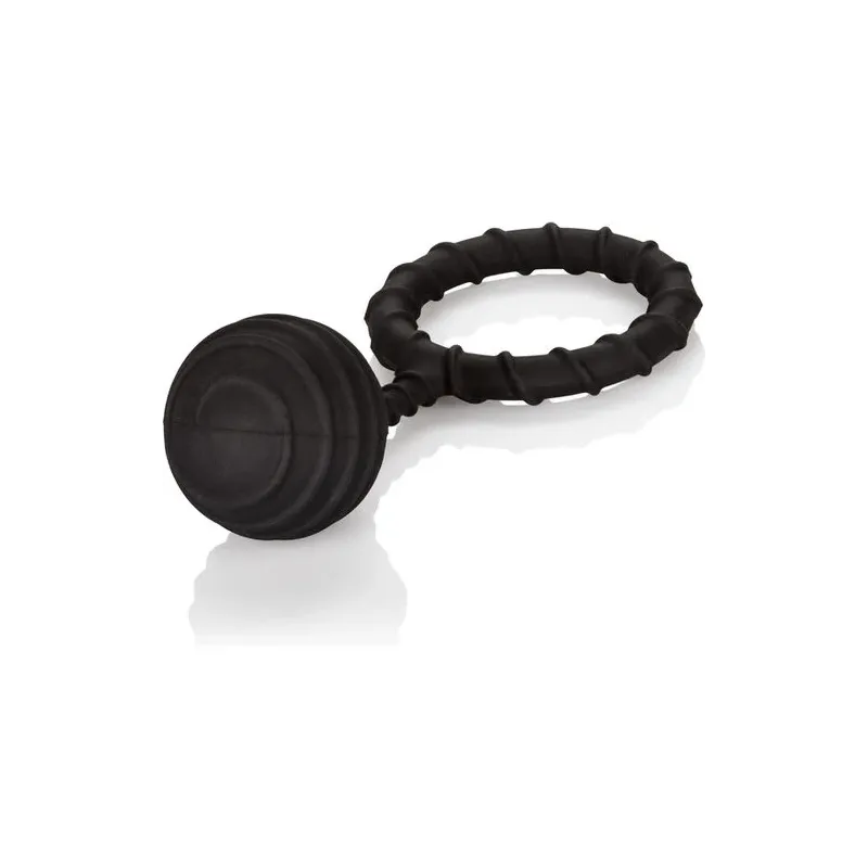 Anneau pénien lesté CALEXOTICS en silicone noir 110g, diamètre 4,5 cm, pour sensations profondes