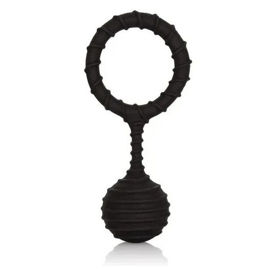 Anneau pénien lesté CALEXOTICS en silicone noir 110g, diamètre 4,5 cm, pour sensations profondes