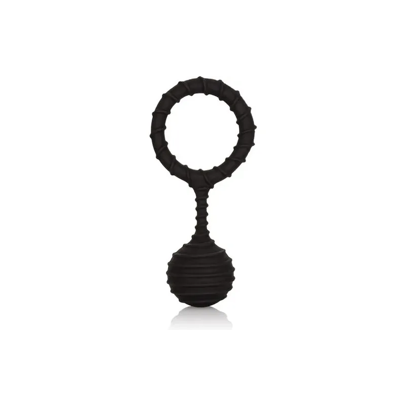 Anneau pénien lesté CALEXOTICS en silicone noir 110g, diamètre 4,5 cm, pour sensations profondes