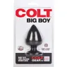 Plug anal noir Calexotics Colt Big Boy avec embout conique et manche courbé pour exploration progressive.