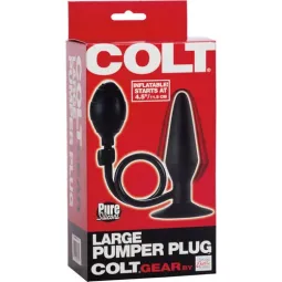 Bouchon de pompe gonflable noir CALEXOTICS, plug anal en silicone, modèle COLT grand