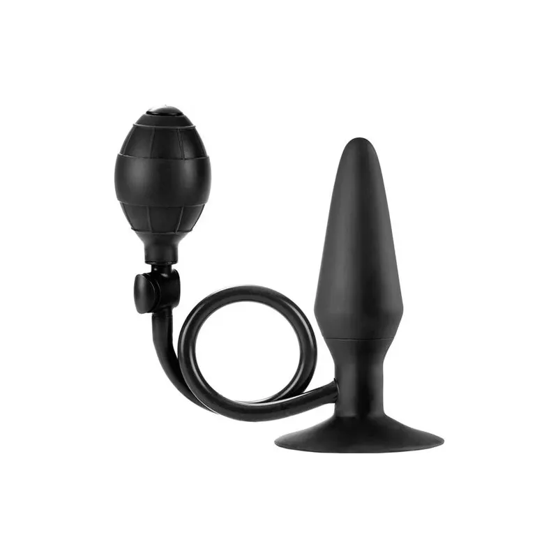 Bouchon de pompe gonflable noir CALEXOTICS, plug anal en silicone, modèle COLT grand