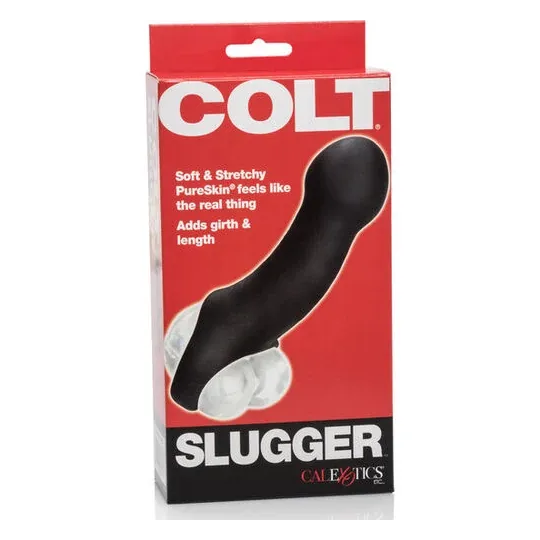 Schwarze Penishülle Calexotics Colt Slugger, verlängert Penis um 2,5 cm, aus TPE.