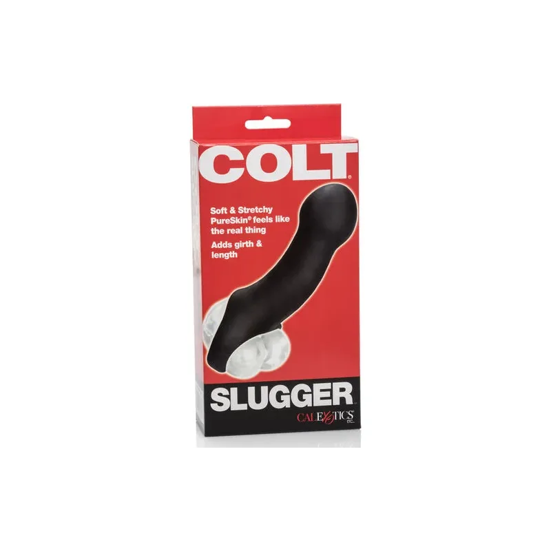 Schwarze Penishülle Calexotics Colt Slugger, verlängert Penis um 2,5 cm, aus TPE.