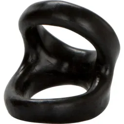 Anneau pénien double étirement en TPR souple CALEXOTICS Colt Snug Tugger noir pour érection prolongée