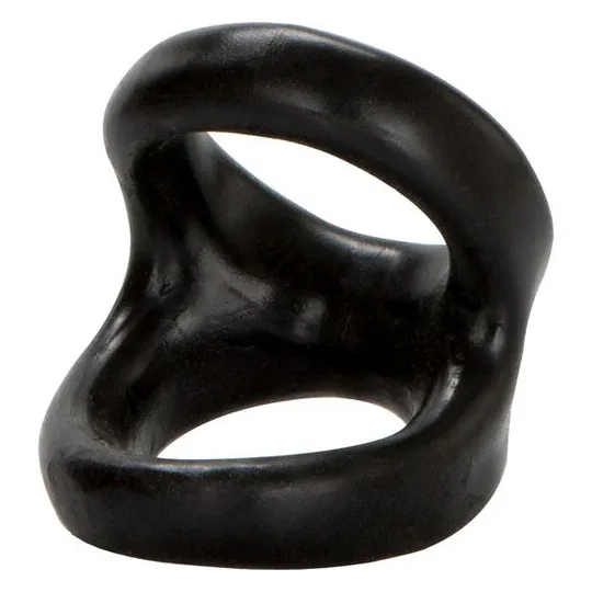 Anneau pénien double étirement en TPR souple CALEXOTICS Colt Snug Tugger noir pour érection prolongée