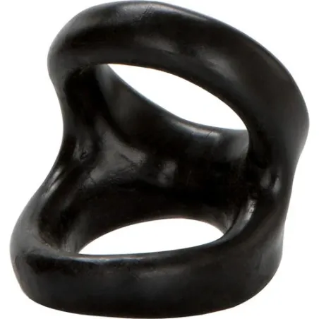 Anneau pénien double étirement en TPR souple CALEXOTICS Colt Snug Tugger noir pour érection prolongée