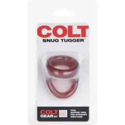 Anneau double pénis et testicules rouge CALEXOTICS en TPR souple pour maintien durable