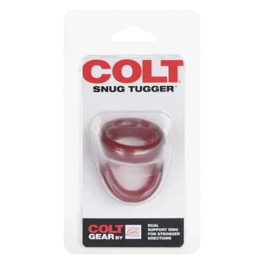 Anneau double pénis et testicules rouge CALEXOTICS en TPR souple pour maintien durable
