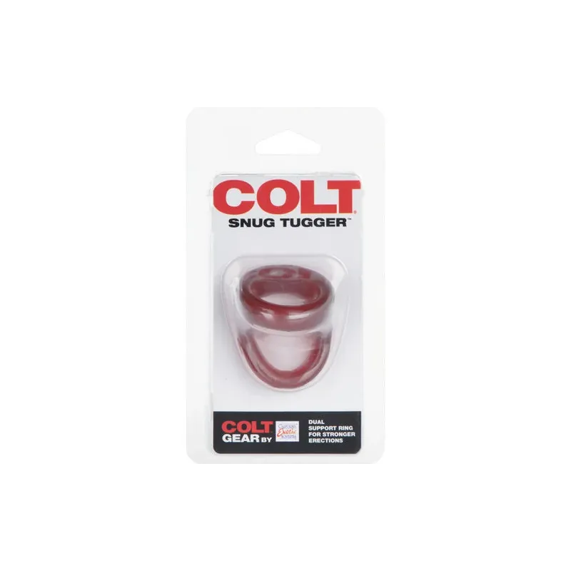 Anneau double pénis et testicules rouge CALEXOTICS en TPR souple pour maintien durable