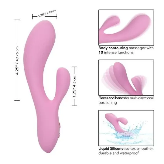 Calexotics Contour Zoie rose double masseur flexible en silicone liquide étanche