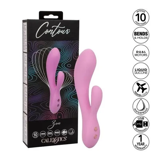 Calexotics Contour Zoie rose double masseur flexible en silicone liquide étanche