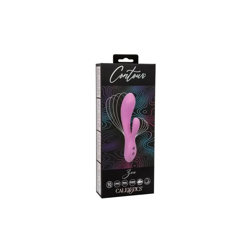 Calexotics Contour Zoie rose double masseur flexible en silicone liquide étanche