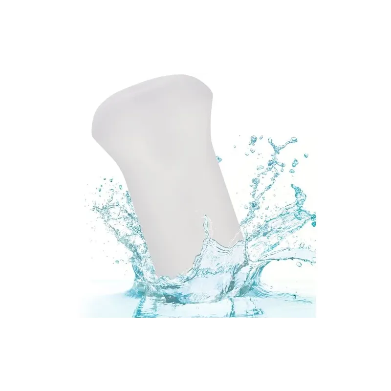 Masturbador transparente CALEXOTICS de material Pure Skin con cavidad texturizada y succión para estimulación masculina