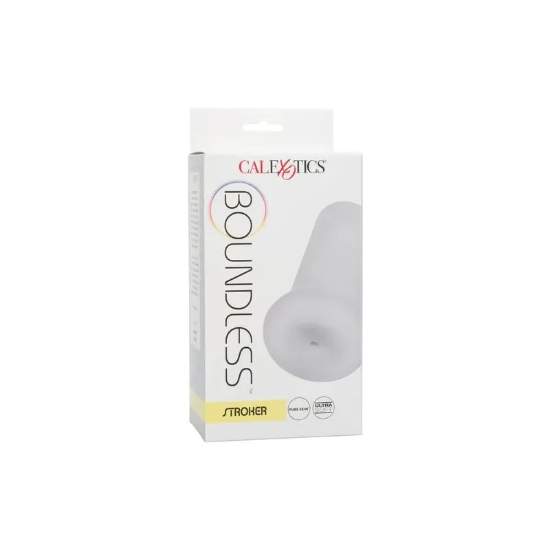 Masturbador transparente CALEXOTICS de material Pure Skin con cavidad texturizada y succión para estimulación masculina