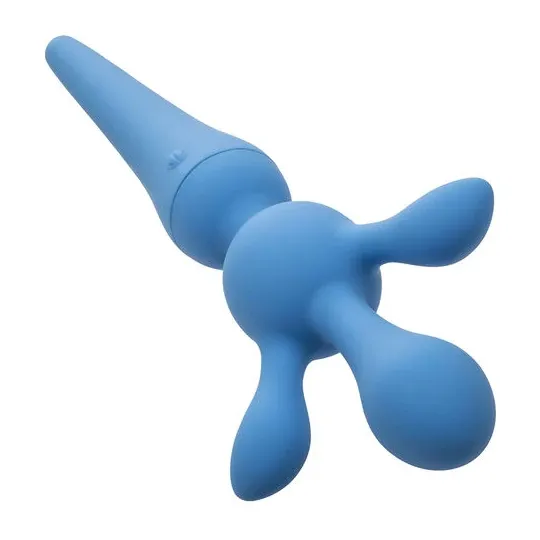 Kit vibrateur wand CALEXOTICS bleu avec manche flexible, 10 vitesses, étanche silicone pour massage intime