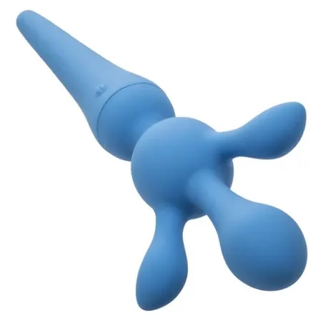 Kit vibrateur wand CALEXOTICS bleu avec manche flexible, 10 vitesses, étanche silicone pour massage intime