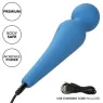 Kit vibrateur wand CALEXOTICS bleu avec manche flexible, 10 vitesses, étanche silicone pour massage intime