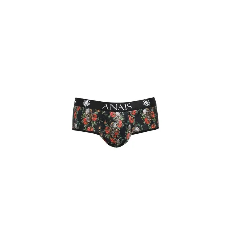 Slip bikini uomo Anais Men Power Jock con stampa teschio e rose, taglio glutei aperti, morbido modal