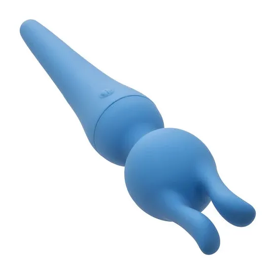 Kit vibrateur wand CALEXOTICS bleu avec manche flexible, 10 vitesses, étanche silicone pour massage intime