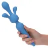 Kit vibrateur wand CALEXOTICS bleu avec manche flexible, 10 vitesses, étanche silicone pour massage intime