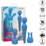Kit vibrateur wand CALEXOTICS bleu avec manche flexible, 10 vitesses, étanche silicone pour massage intime
