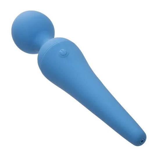 Kit vibrateur wand CALEXOTICS bleu avec manche flexible, 10 vitesses, étanche silicone pour massage intime