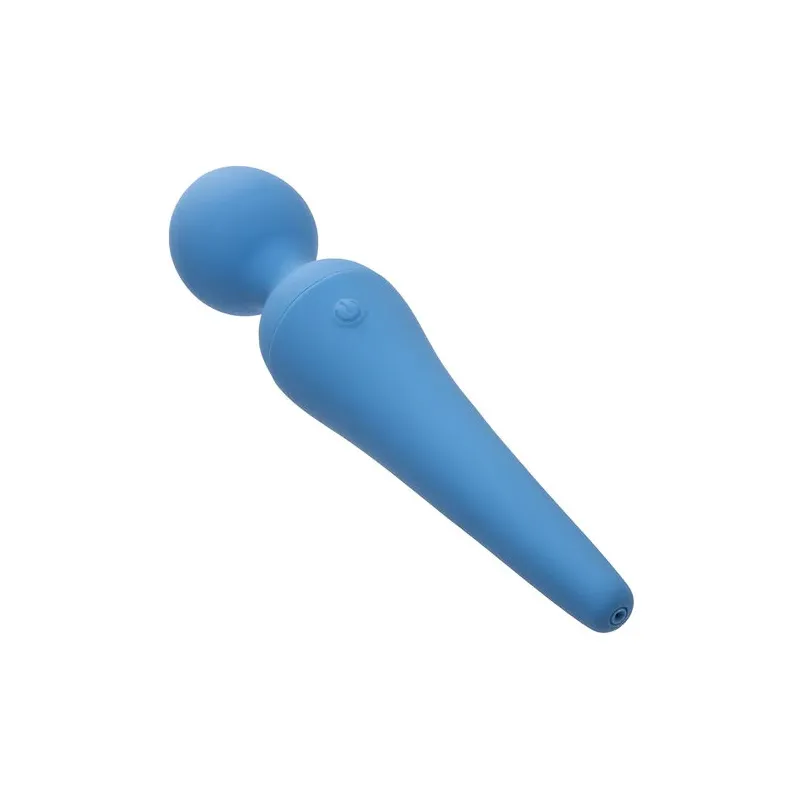 Kit vibrateur wand CALEXOTICS bleu avec manche flexible, 10 vitesses, étanche silicone pour massage intime