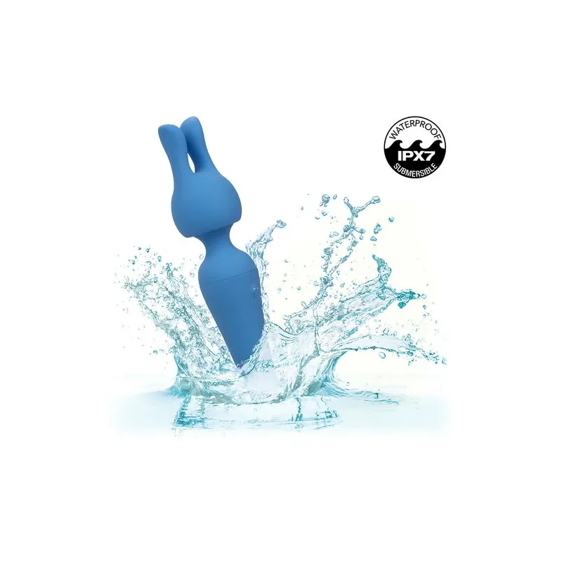 Kit vibrateur wand CALEXOTICS bleu avec manche flexible, 10 vitesses, étanche silicone pour massage intime