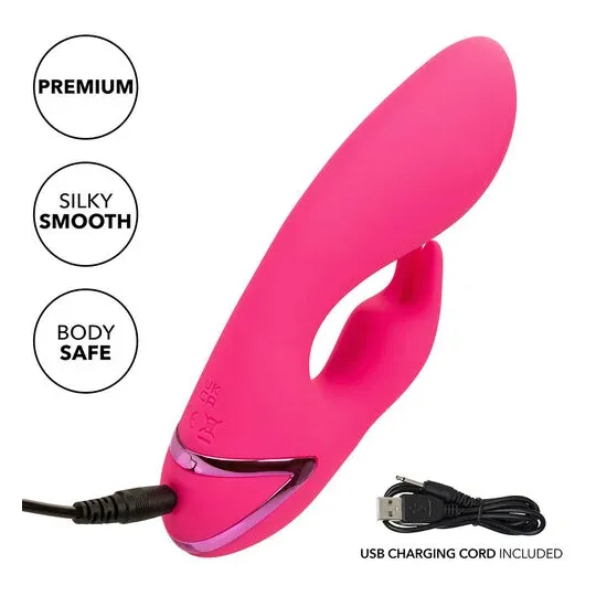 Rechargeable rabbit vibrator CALEXOTICS in fuchsia silicone – dual internal and external stimulation