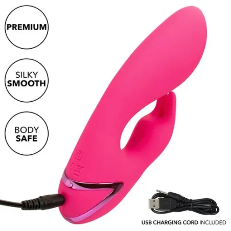 Wiederaufladbarer Kaninchenvibrator CALEXOTICS aus Silikon in Fuchsia – doppelte Stimulation