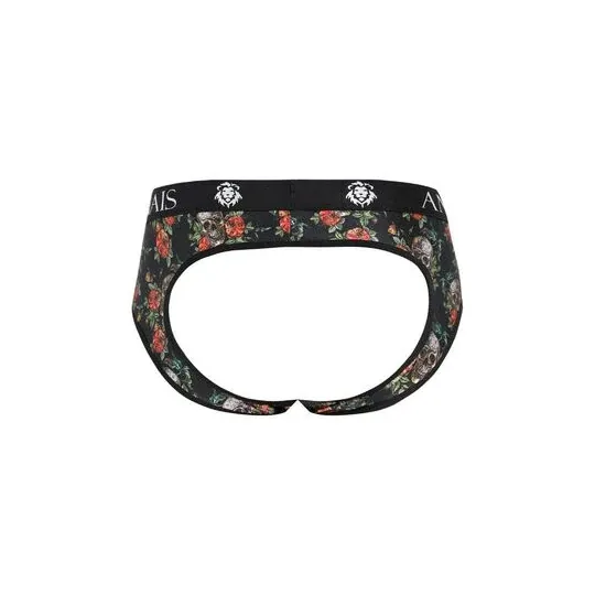 Herren Slip Bikini Anais Men Power Jock mit Totenkopf und Rosen, offener Gesäßausschnitt, weicher Modal