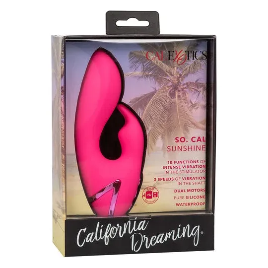 Vibratore coniglio ricaricabile CALEXOTICS in silicone fucsia – doppia stimolazione interna ed esterna