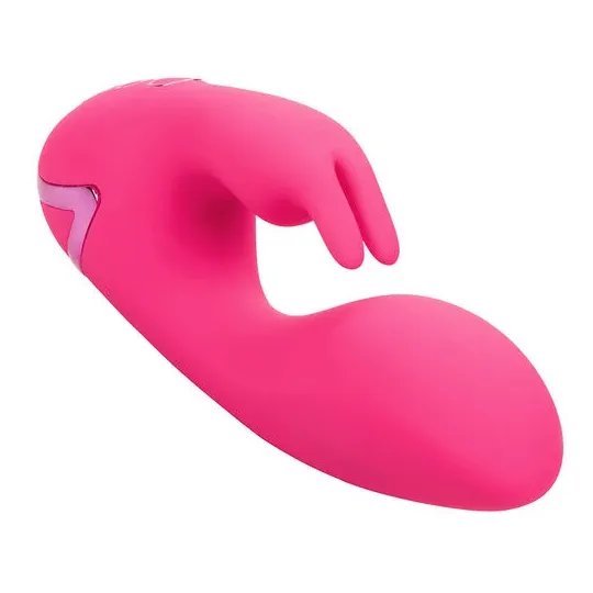 Wiederaufladbarer Kaninchenvibrator CALEXOTICS aus Silikon in Fuchsia – doppelte Stimulation