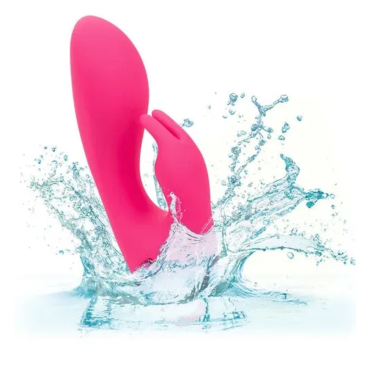 Vibratore coniglio ricaricabile CALEXOTICS in silicone fucsia – doppia stimolazione interna ed esterna
