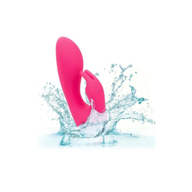 Wiederaufladbarer Kaninchenvibrator CALEXOTICS aus Silikon in Fuchsia – doppelte Stimulation