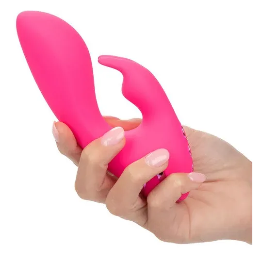 Rechargeable rabbit vibrator CALEXOTICS in fuchsia silicone – dual internal and external stimulation
