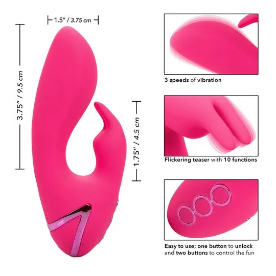Vibratore coniglio ricaricabile CALEXOTICS in silicone fucsia – doppia stimolazione interna ed esterna