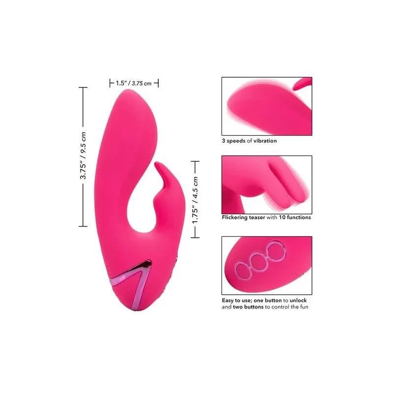 Vibratore coniglio ricaricabile CALEXOTICS in silicone fucsia – doppia stimolazione interna ed esterna