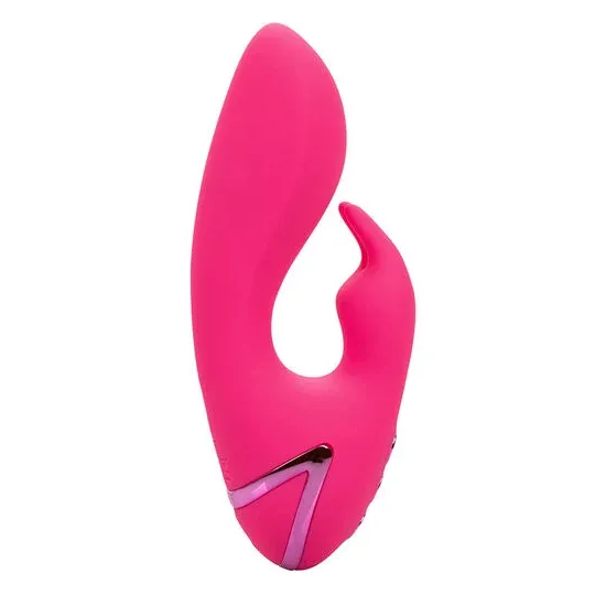 Wiederaufladbarer Kaninchenvibrator CALEXOTICS aus Silikon in Fuchsia – doppelte Stimulation